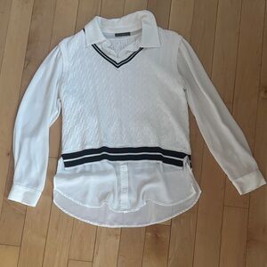 Adrianna Papell Elegant White Sweater Blouse